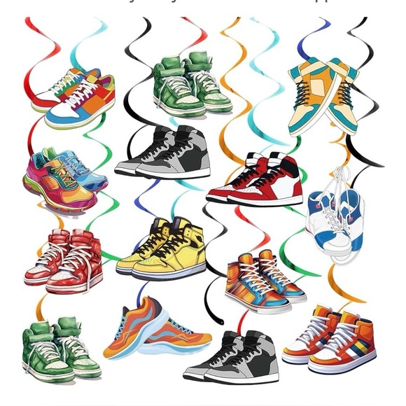 Sneaker Hanging Swirls, Sneaker Party,24 pcs, Decorations,Sneaker Ceiling Swirl - Picture 1 of 3